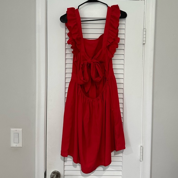 Romwe NWOT Open/Tie Back Red Dress Size Large. - Picture 3 of 5